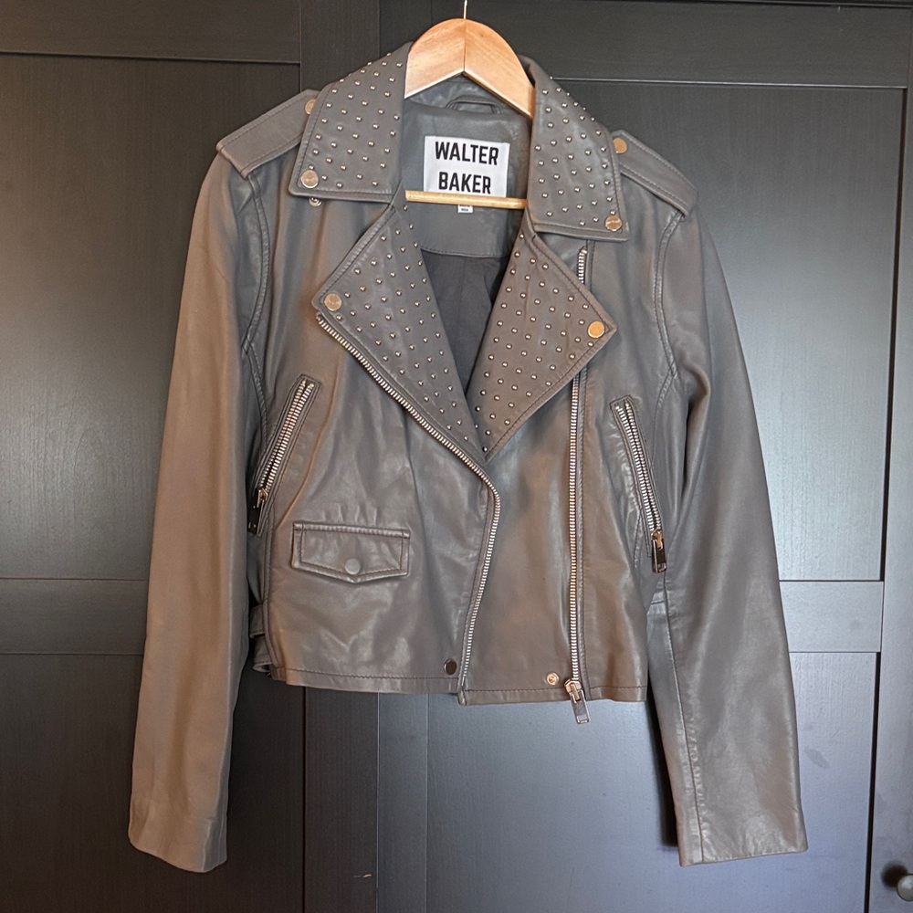 Walter Baker Studded Leather Jacket in Gray